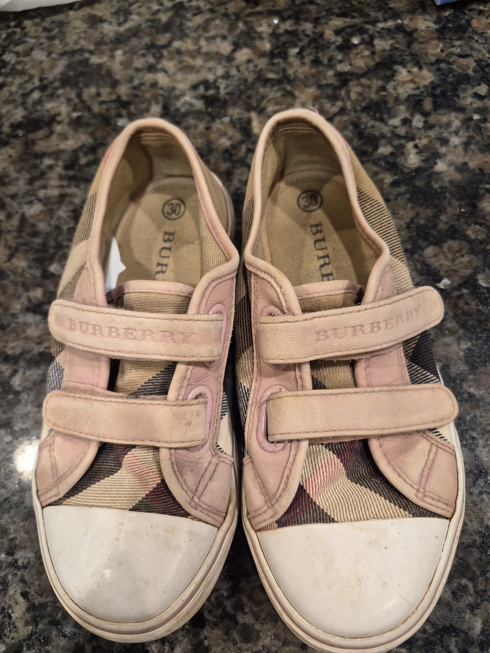 5/25 Burberry Pink & Beige Kids Velcro Sneakers